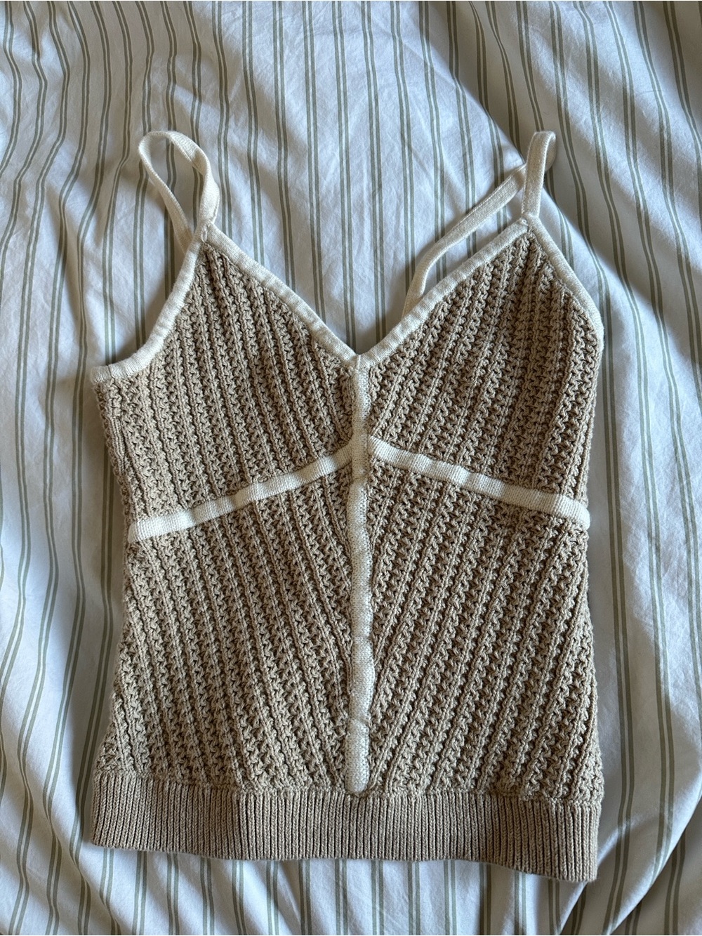 Banana Republic Beige Crocheted V-Neck Camisole with Cream Trim